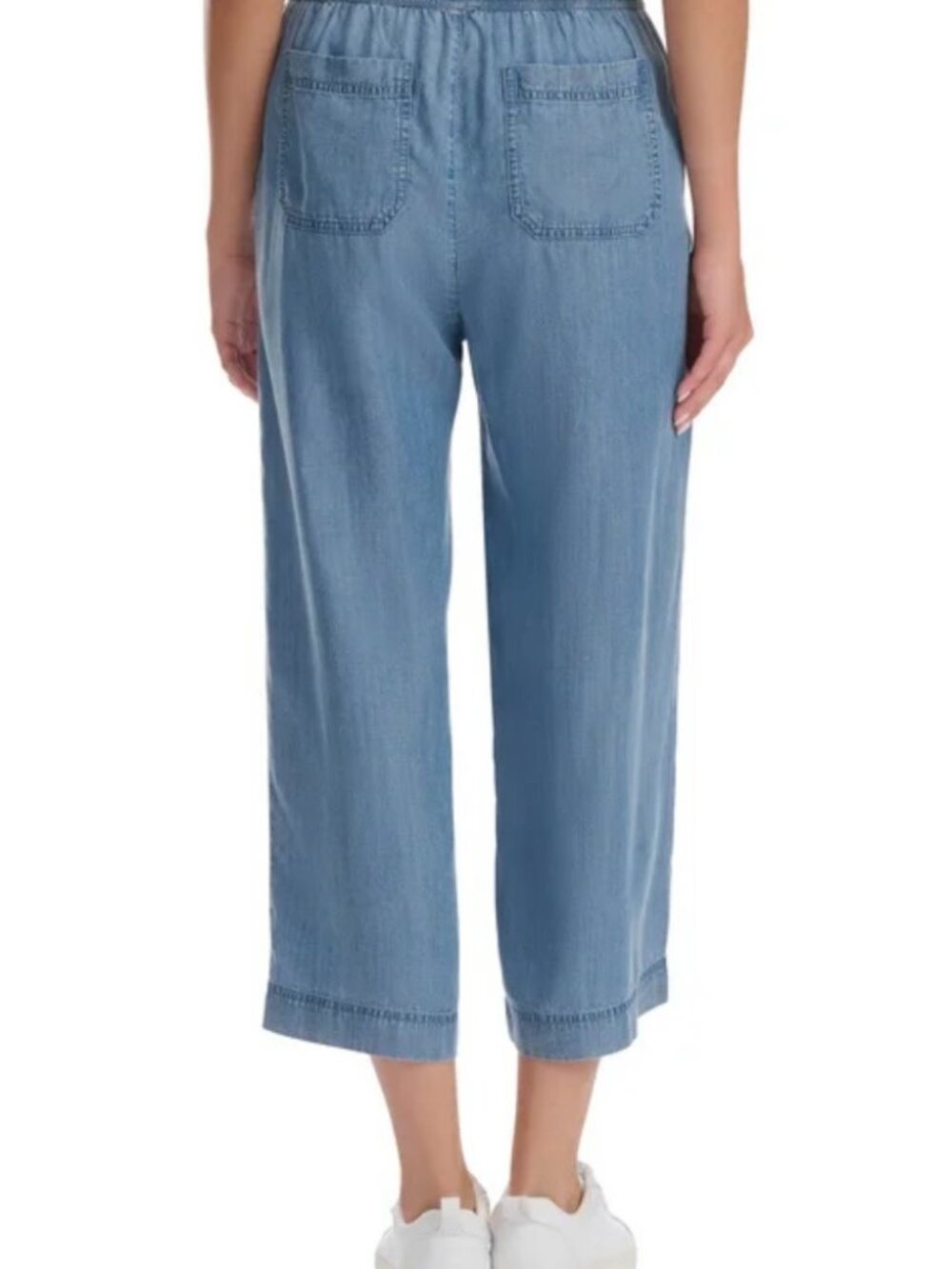 Splendid Women's Pull-On Wide Leg Crop Ankle Pant, Blue - Picture 3 of 4